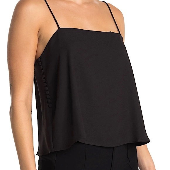 NWOT Club Monaco Elyne Button Side Cami BLACK - SIZE M - Picture 1 of 9